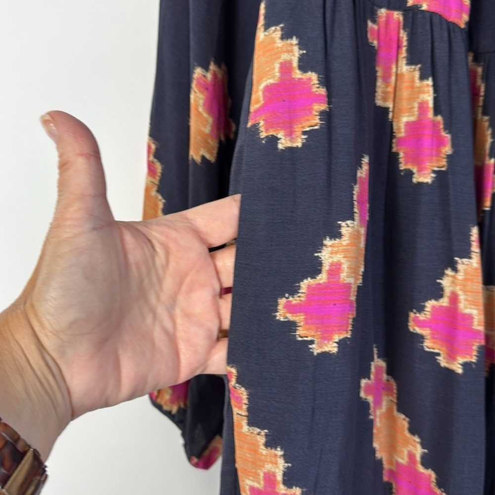 Anthropologie Navy and Pink‎ Balloon Sleeve dress - Size Medium NWOT - Picture 9 of 12